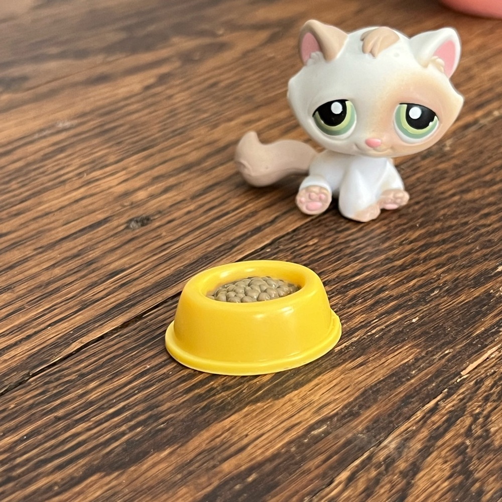 LPS white/tan spots cat with accessories